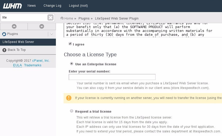 cpanel trial license